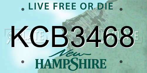 KCB3468 New Hampshire License Plate