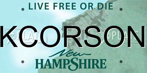 KCORSON New Hampshire License Plate