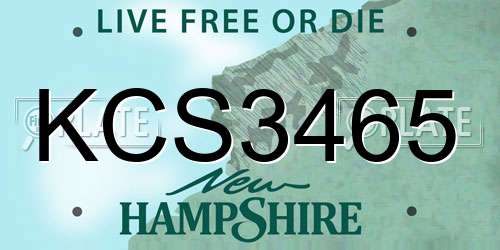KCS3465 New Hampshire License Plate