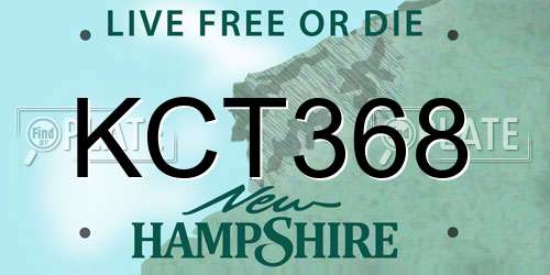 KCT368 New Hampshire License Plate