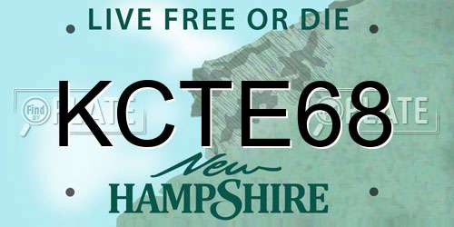 KCTE68 New Hampshire License Plate