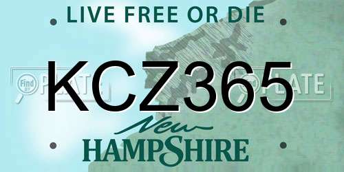 KCZ365 New Hampshire License Plate