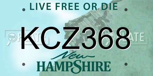 KCZ368 New Hampshire License Plate