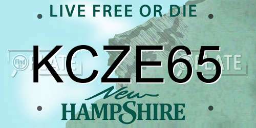 KCZE65 New Hampshire License Plate