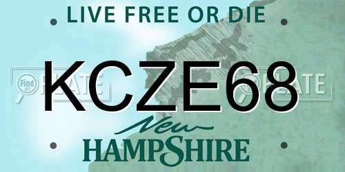 KCZE68 New Hampshire License Plate