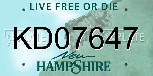KD07647 New Hampshire License Plate