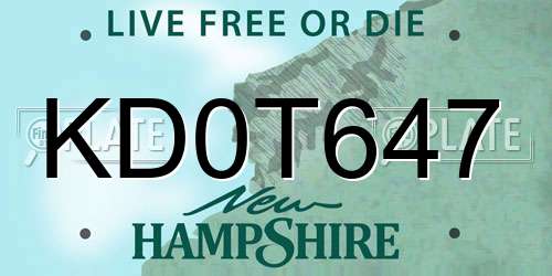 KD0T647 New Hampshire License Plate