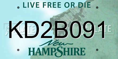 KD2B091 New Hampshire License Plate