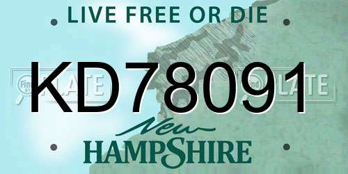 KD78091 New Hampshire License Plate