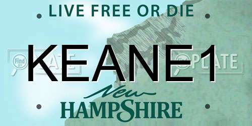 KEANE1 New Hampshire License Plate
