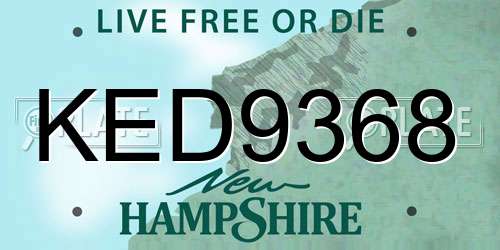 KED9368 New Hampshire License Plate
