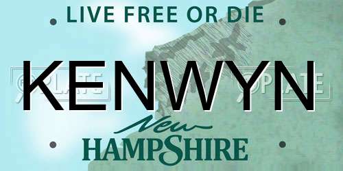 KENWYN New Hampshire License Plate