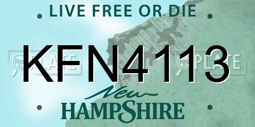 KFN4113 New Hampshire License Plate