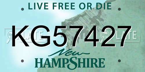 KG57427 New Hampshire License Plate