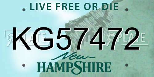 KG57472 New Hampshire License Plate