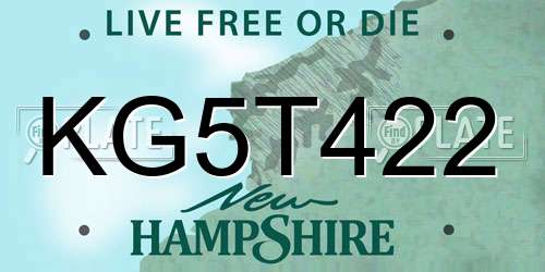 KG5T422 New Hampshire License Plate