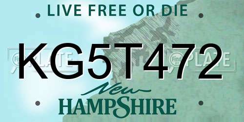 KG5T472 New Hampshire License Plate