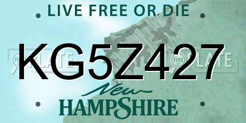 KG5Z427 New Hampshire License Plate