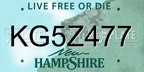 KG5Z477 New Hampshire License Plate
