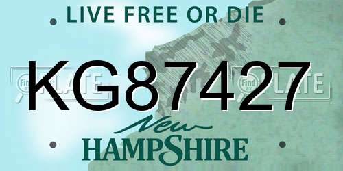 KG87427 New Hampshire License Plate