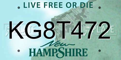 KG8T472 New Hampshire License Plate