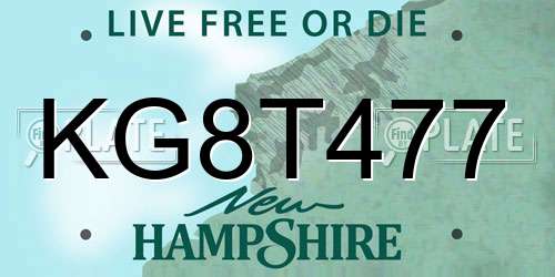 KG8T477 New Hampshire License Plate