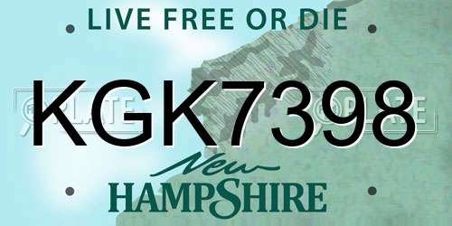 KGK7398 New Hampshire License Plate