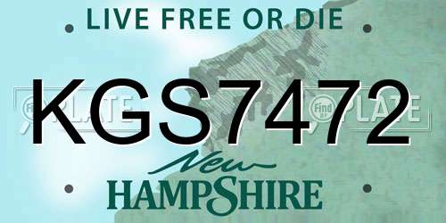 KGS7472 New Hampshire License Plate