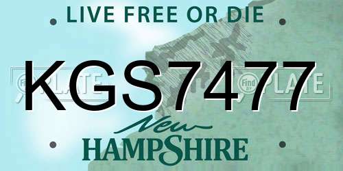 KGS7477 New Hampshire License Plate