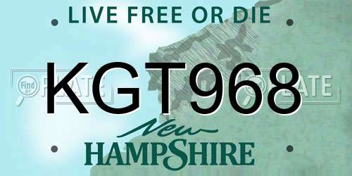 KGT968 New Hampshire License Plate