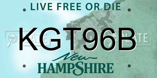 KGT96B New Hampshire License Plate