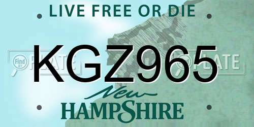 KGZ965 New Hampshire License Plate