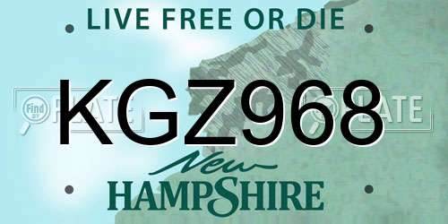 KGZ968 New Hampshire License Plate