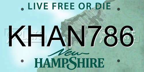 KHAN786 New Hampshire License Plate