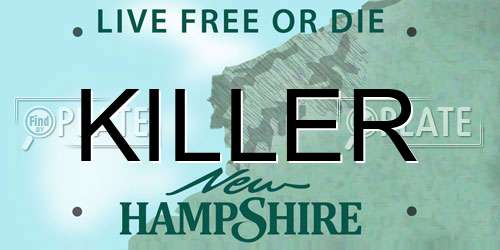 KILLER New Hampshire License Plate
