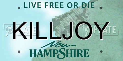 KILLJOY New Hampshire License Plate