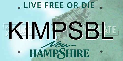 KIMPSBL New Hampshire License Plate