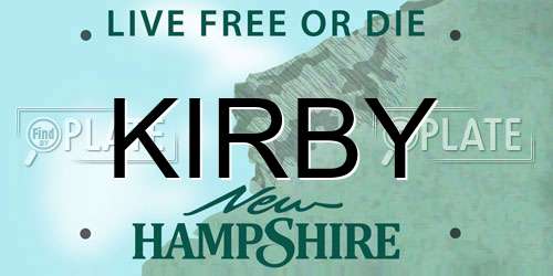 KIRBY New Hampshire License Plate