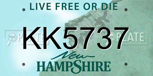 KK5737 New Hampshire License Plate