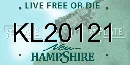 KL20121 New Hampshire License Plate
