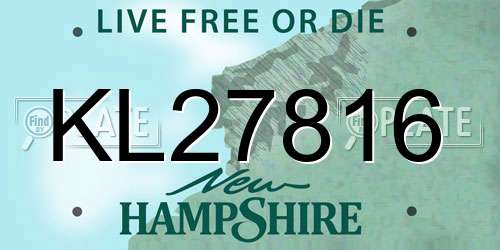 KL27816 New Hampshire License Plate