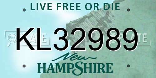 KL32989 New Hampshire License Plate