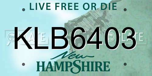 KLB6403 New Hampshire License Plate
