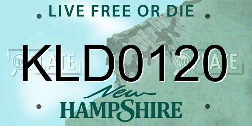 KLD0120 New Hampshire License Plate