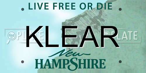 KLEAR New Hampshire License Plate