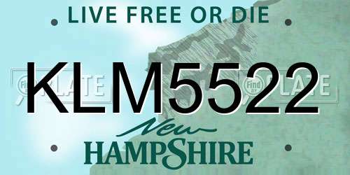 KLM5522 New Hampshire License Plate