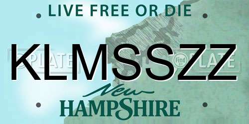 KLMSSZZ New Hampshire License Plate