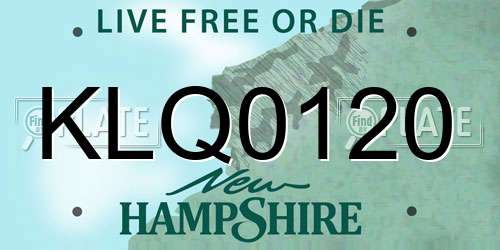 KLQ0120 New Hampshire License Plate