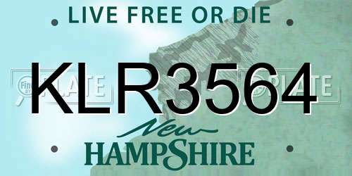 KLR3564 New Hampshire License Plate