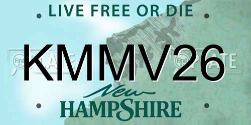 KMMV26 New Hampshire License Plate